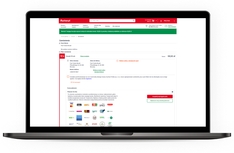 Webshop fejlesztés a lengyel Auchan számára