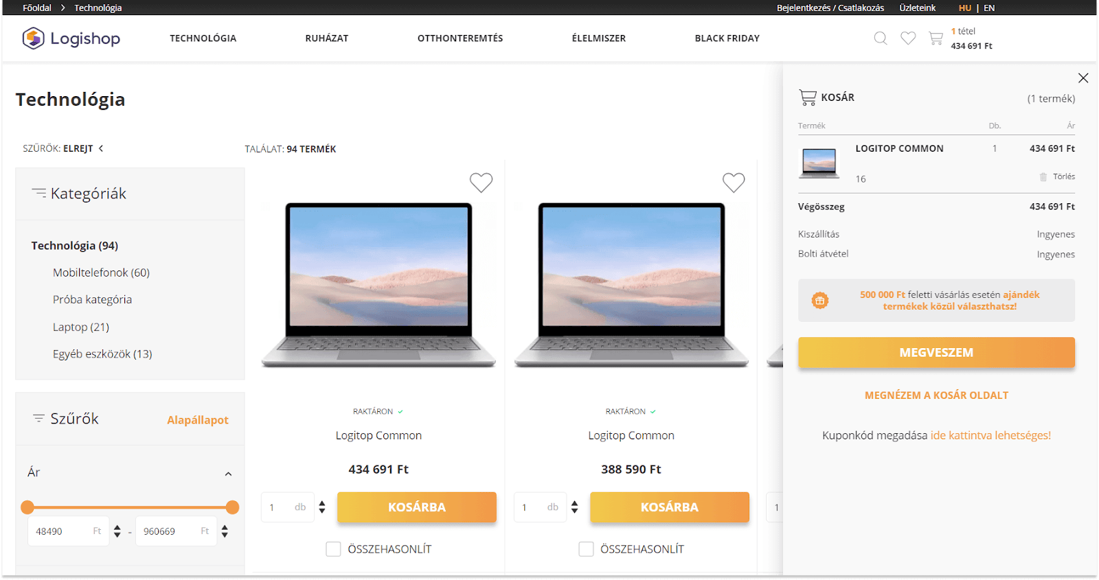 Logishop: shopping cart gift