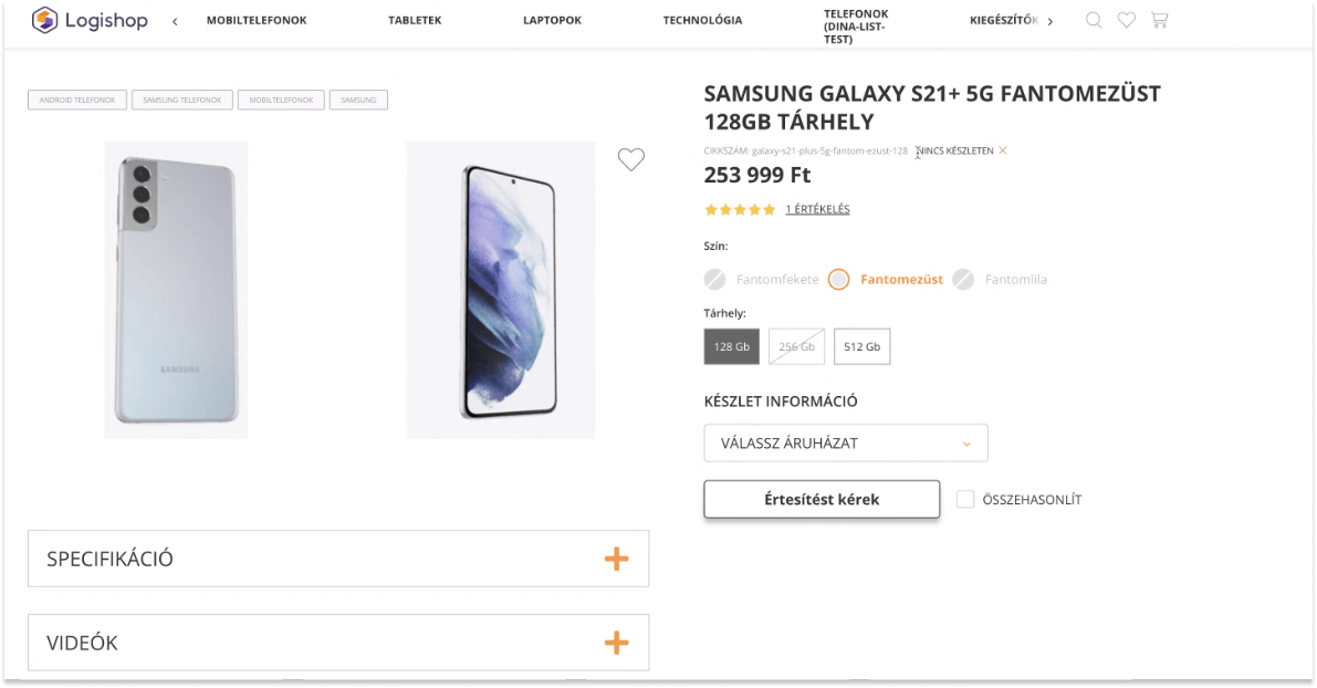 Logishop: Készletértesítő