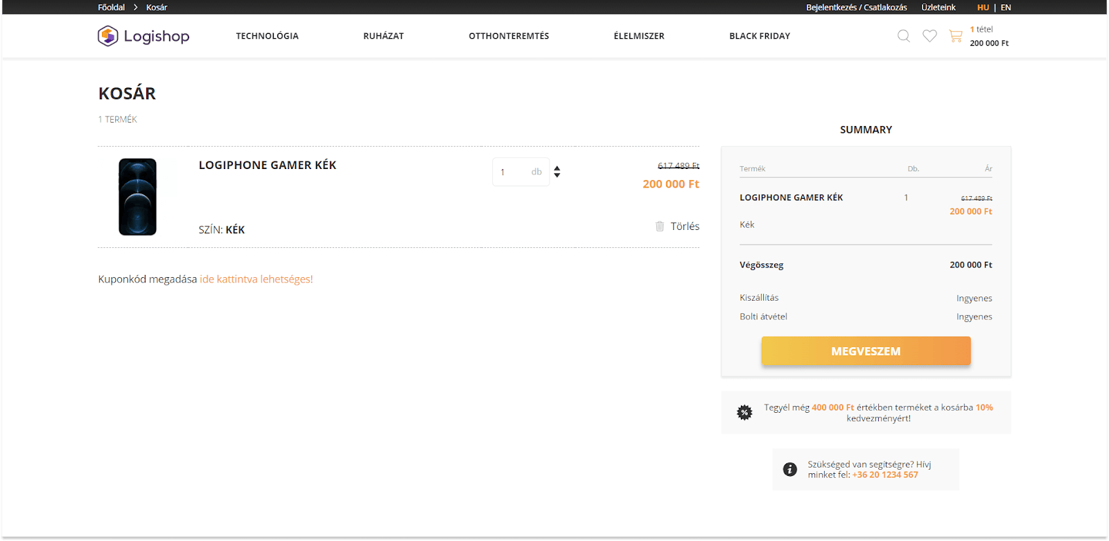 Logishop: product level discount