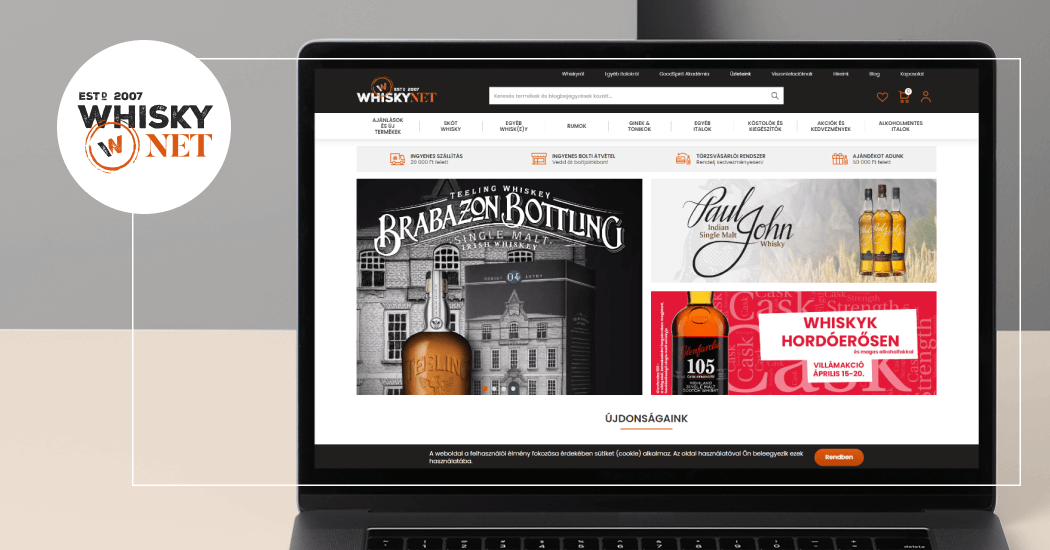 Webshop készítés Logishop alapokon: elindult a WhiskyNet új webáruháza