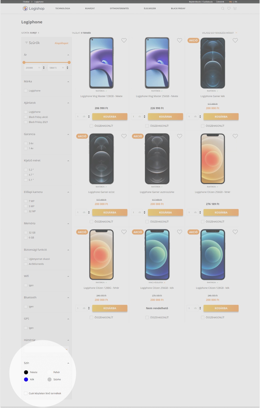Logishop: Colour parameters