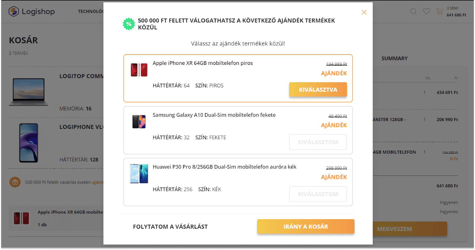 Logishop: shopping cart gift