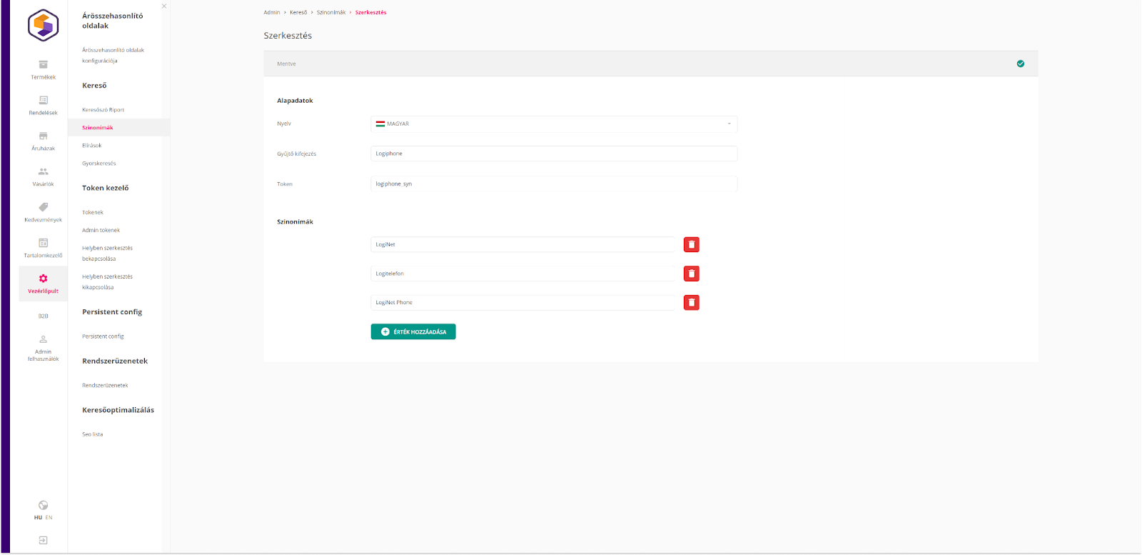Logishop: synonym dictionary