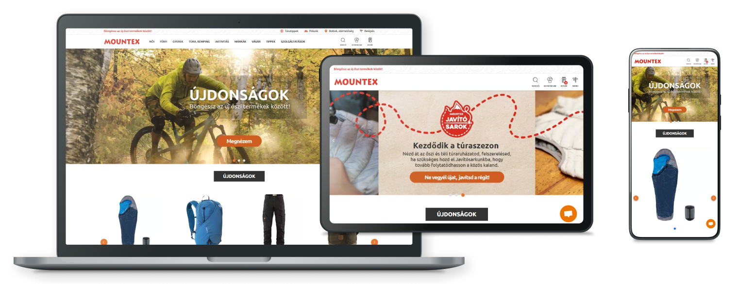 Mountex webshop: egyedi webshop fejlesztés