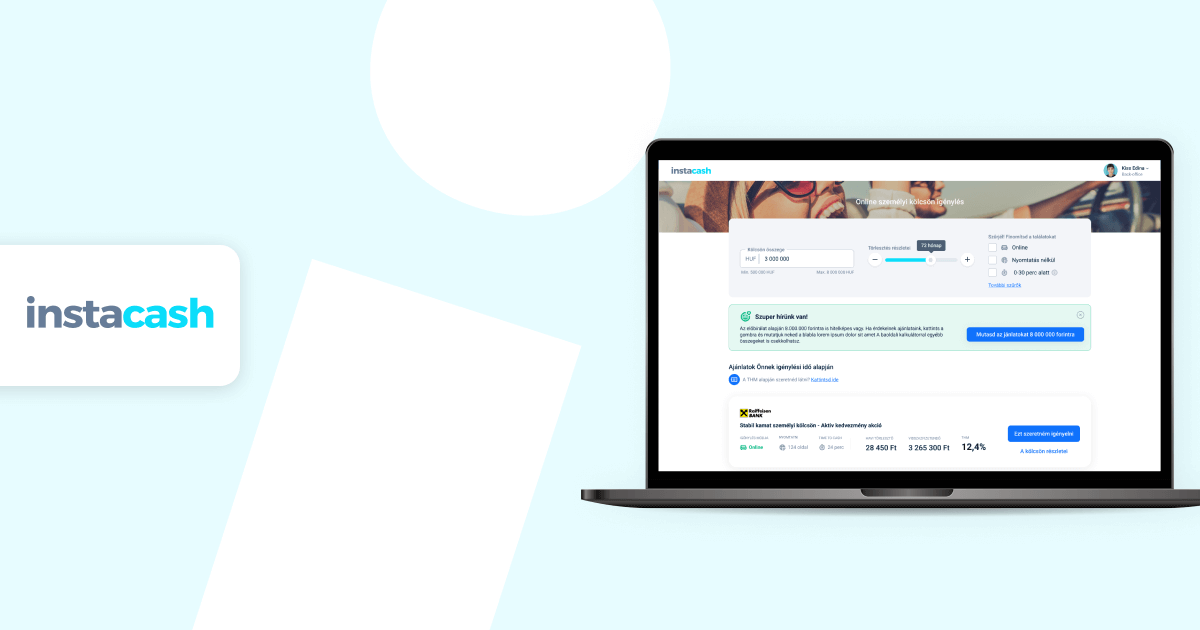 Instacash egyedi webfejlesztés