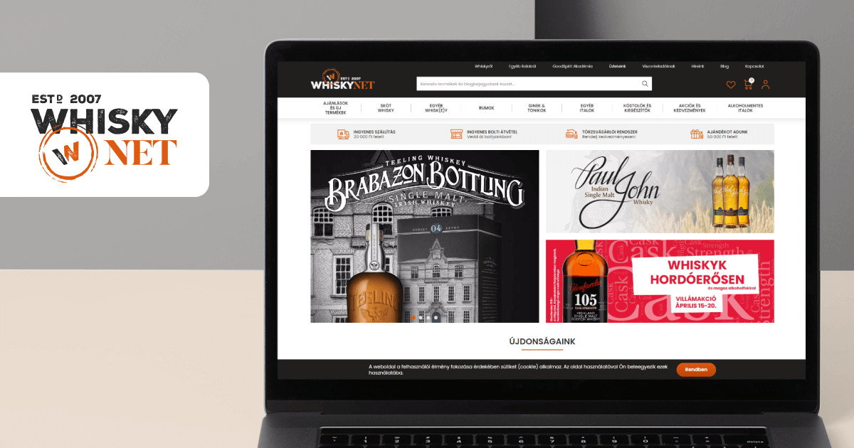 Webshop készítés Logishop alapokon: elindult a WhiskyNet új webáruháza