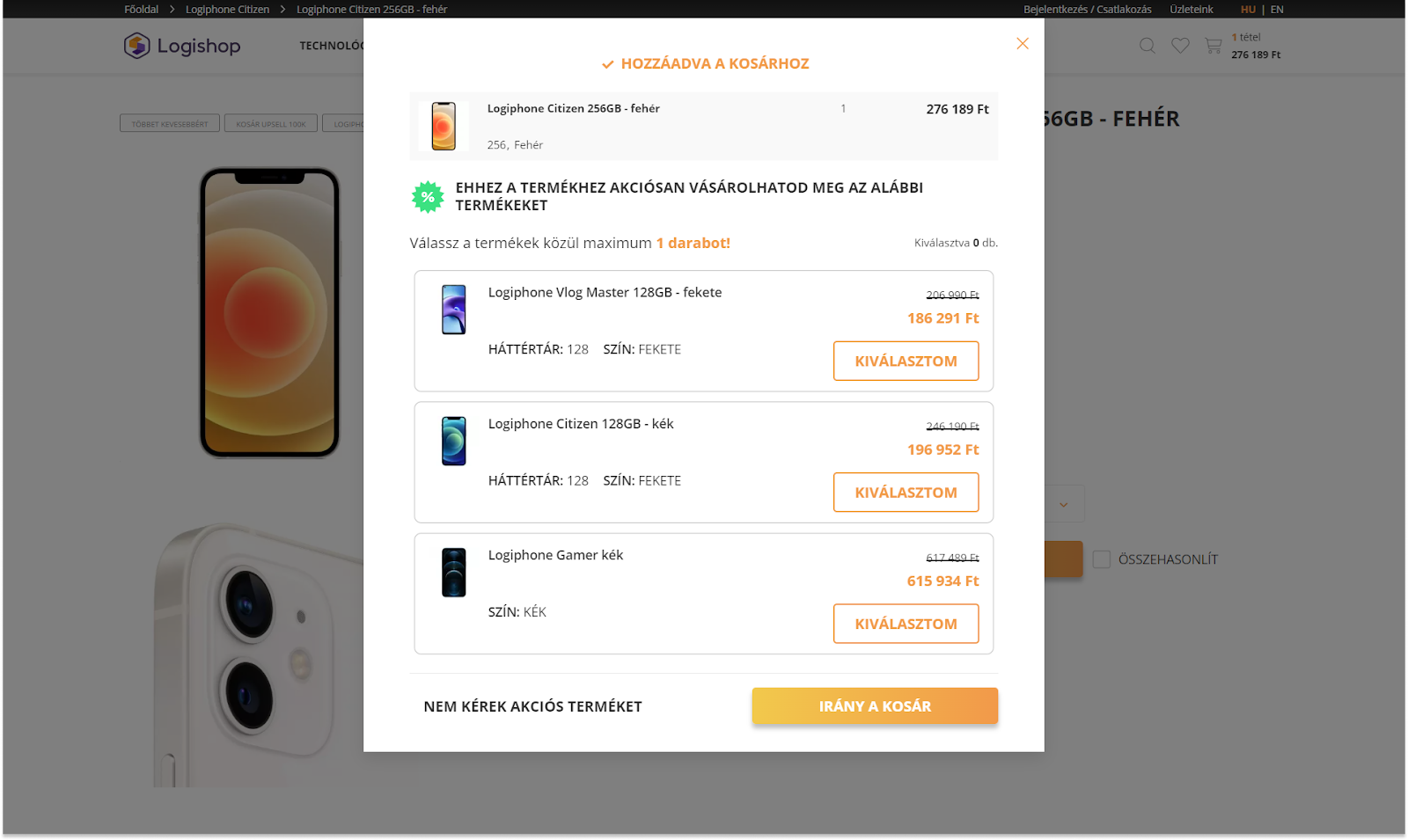 Logishop product upsell