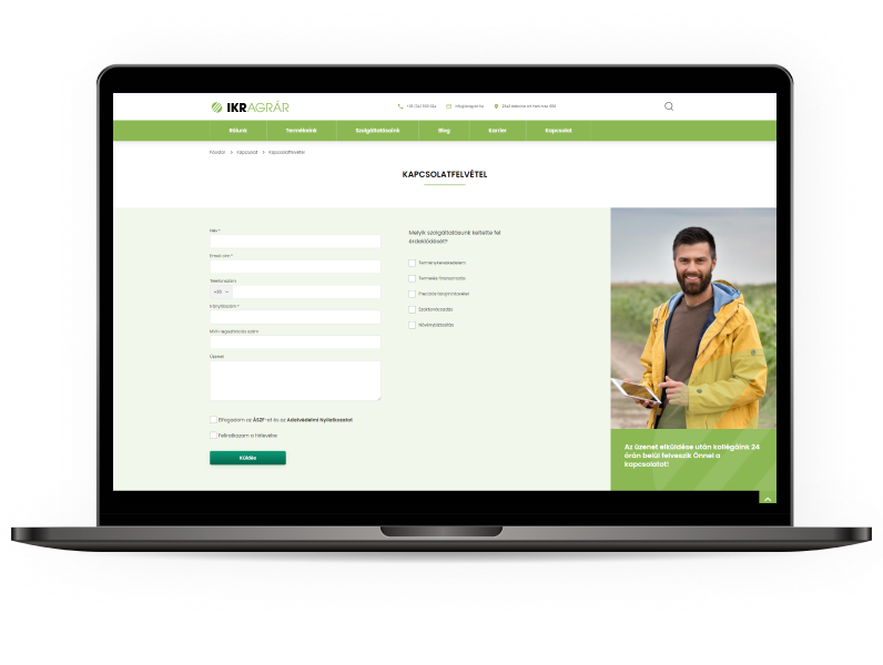Egyedi webfejlesztés: a LogiNet fejlesztette az IKR Agrár új weboldalát