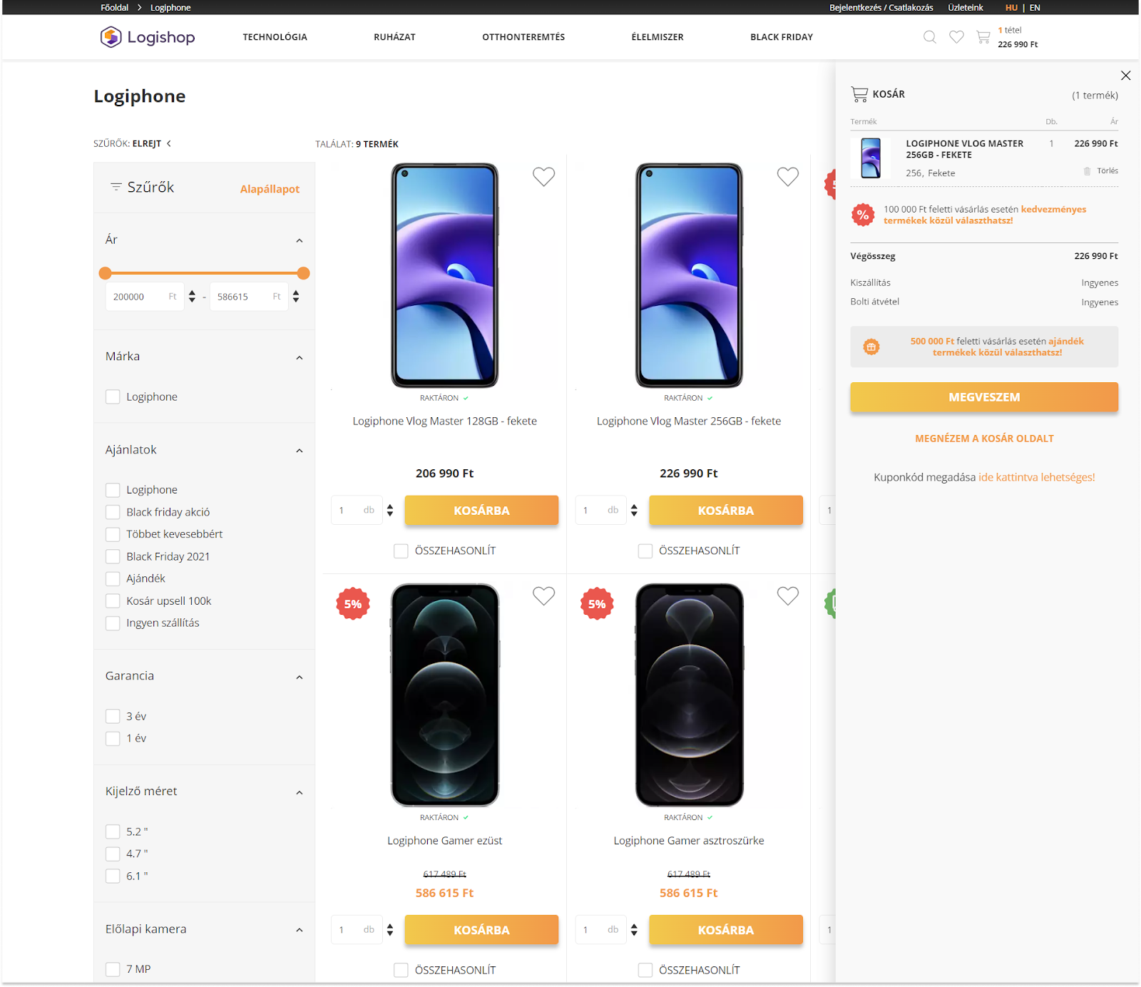 Logishop: shopping cart upsell