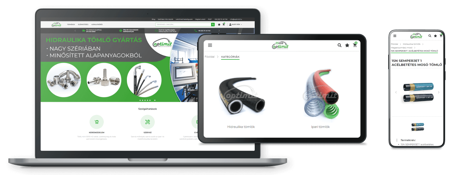 B2B webshop készítés az Optimit Hungária számára