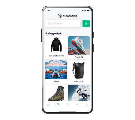 Mcomapp mobilshop applikáció: mobilshop és digitális hűségkártya