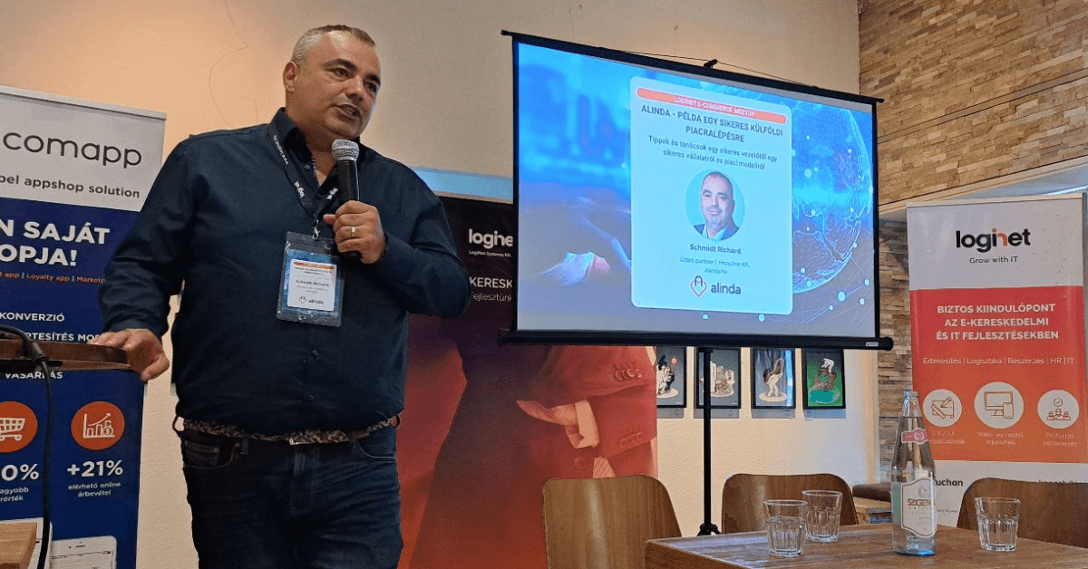 LogiNet e-commerce meetup Schmidt Richárd, az Alinda.hu webáruházat üzemeltető Hoppline Kft. üzleti partnere